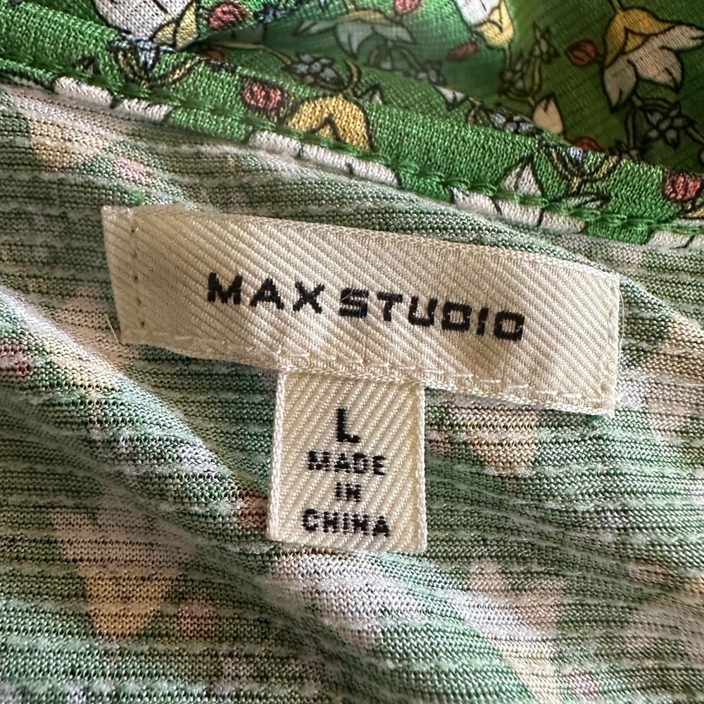 Max Studio Green Mini Dress with White Geometric Print - Picture 4 of 5